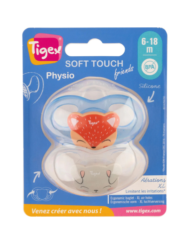 Pack de chupetes Soft Touch Conejo y Zorro (6-18M) Tigex