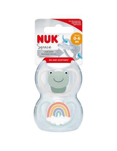 Chupete Space Rana/Arcoíris Silicona pack 2 uds. (0-6M) NUK