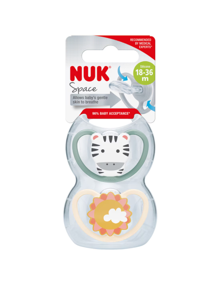Chupete Space Zebra/Sol Silicona pack 2 uds. (18-36M) NUK