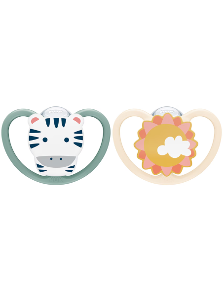Chupete Space Zebra/Sol Silicona pack 2 uds. (18-36M) NUK