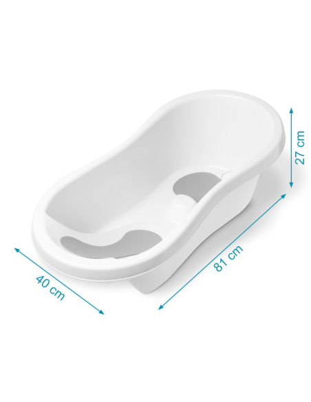Bañera blanca evolutiva 80x28x40 cm | Kiokids - Nappy.es