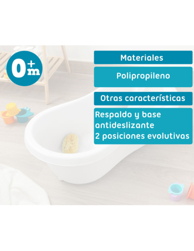 Bañera blanca evolutiva 80x28x40 cm | Kiokids - Nappy.es