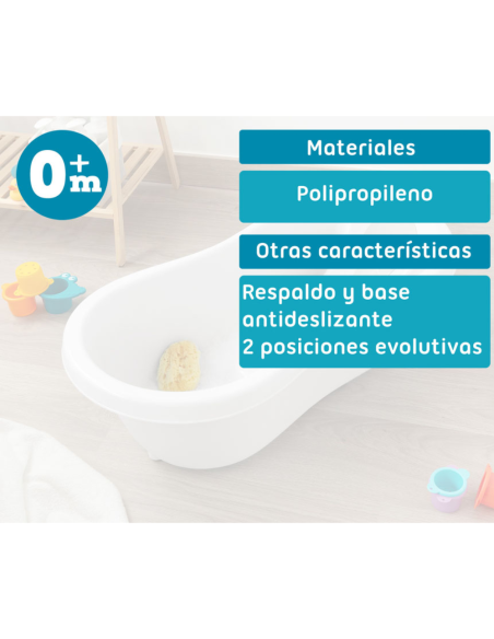 Bañera blanca evolutiva 80x28x40 cm | Kiokids - Nappy.es