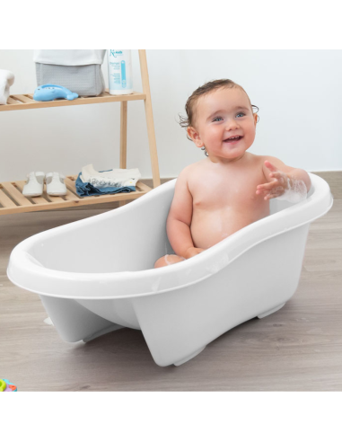 Bañera blanca evolutiva 80x28x40 cm | Kiokids - Nappy.es