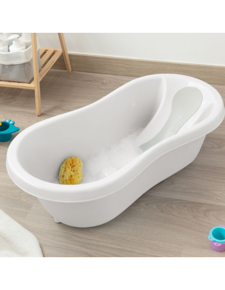 Bañera blanca evolutiva 80x28x40 cm | Kiokids - Nappy.es