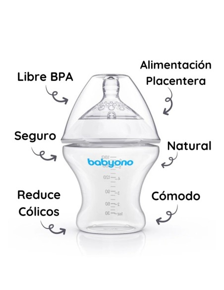 Biberón anticólicos (180ml / 260ml) | BabyOno - Nappy.es