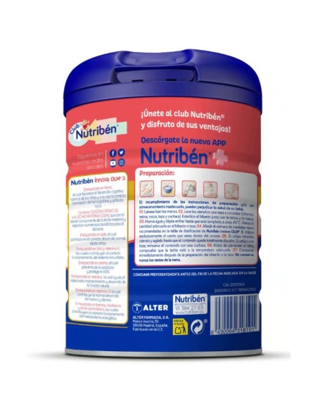 Leche de continuación Innova 3 800g Nutribén