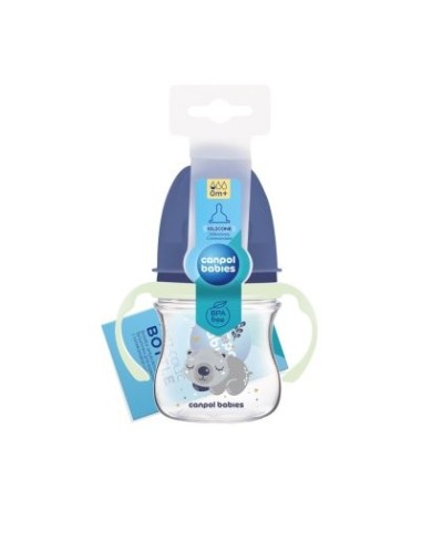 Biberón Anticólicos 120 ml con Asas Fluorescentes Canpol Babies (0–6m)