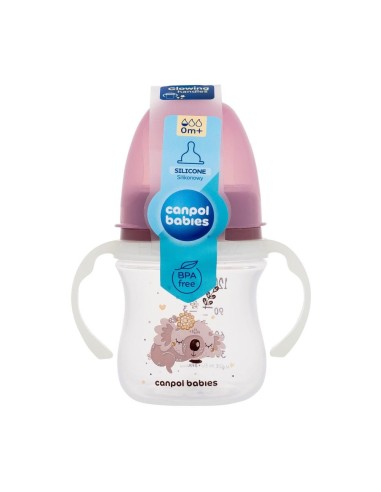 Biberón Anticólicos 120 ml con Asas Fluorescentes Canpol Babies (0–6m)