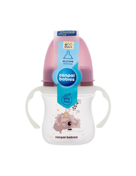 Biberón Anticólicos 120 ml con Asas Fluorescentes Canpol Babies (0–6m)