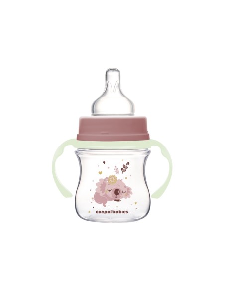 Biberón Anticólicos 120 ml con Asas Fluorescentes Canpol Babies (0–6m)