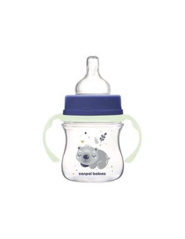 Biberón Anticólicos 120 ml con Asas Fluorescentes Canpol Babies (0–6m)