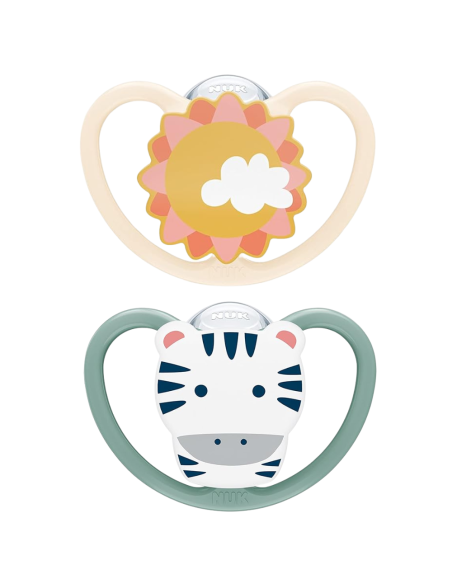 Chupete Space Zebra/Sol Silicona pack 2 uds (6-18M) NUK