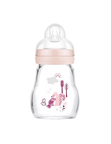 Biberón de cristal rosa (170ml) | Mam Baby - Nappy.es