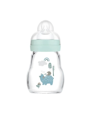 Biberón de cristal azul (170ml) | Mam Baby - Nappy.es