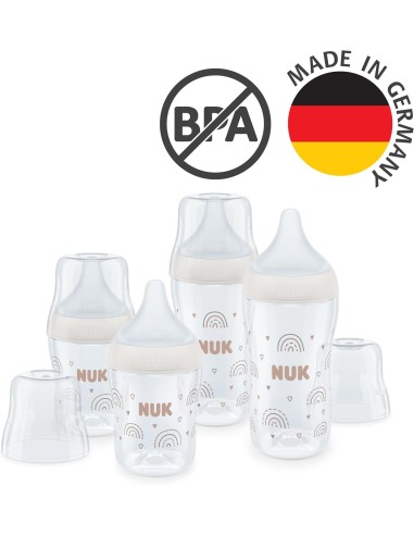 Biberón Perfect Match PP "arcoíris" Flujo M con Control de Temperatura +3m 260ml NUK