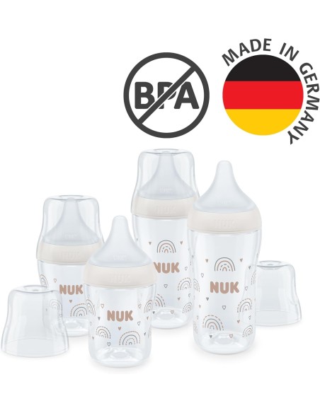 Biberón Perfect Match PP "arcoíris" Flujo M con Control de Temperatura +3m 260ml NUK