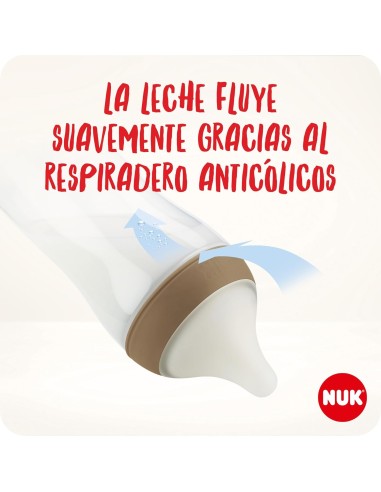 Biberón Perfect Match PP "arcoíris" Flujo M con Control de Temperatura +3m 260ml NUK