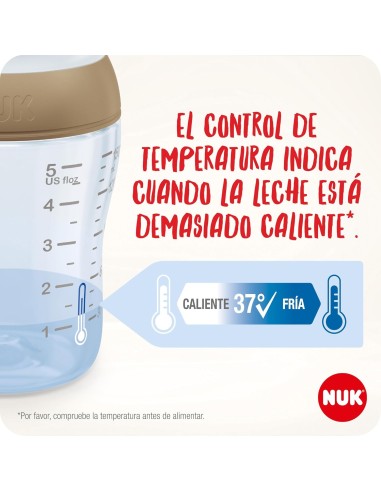 Biberón Perfect Match PP "arcoíris" Flujo M con Control de Temperatura +3m 260ml NUK