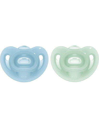 Pack de chupetes sensitive 6-18M azul y verde NUK