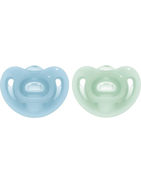 Pack de chupetes sensitive 6-18M azul y verde NUK