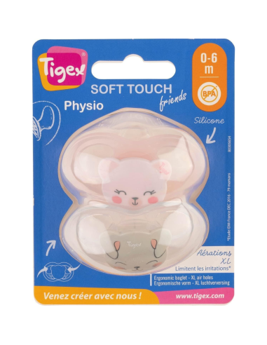 Pack de chupetes Soft Touch Osa y Conejo 0-6M Tigex