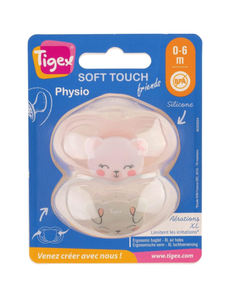 Pack de chupetes Soft Touch Osa y Conejo 0-6M Tigex