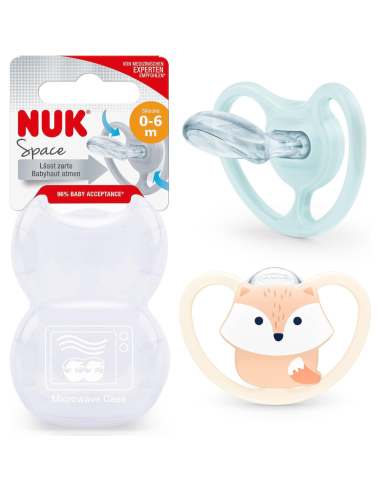 Chupete Space Zorro/Arcoíris Silicona pack 2 uds (0-6M) NUK