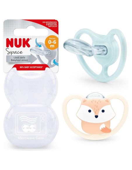 Chupete Space Zorro/Arcoíris Silicona pack 2 uds (0-6M) NUK