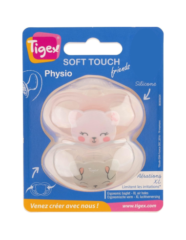 Pack de chupetes Soft Touch Osa y Conejo 6-18M Tigex