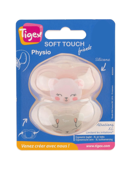 Pack de chupetes Soft Touch Osa y Conejo 6-18M Tigex
