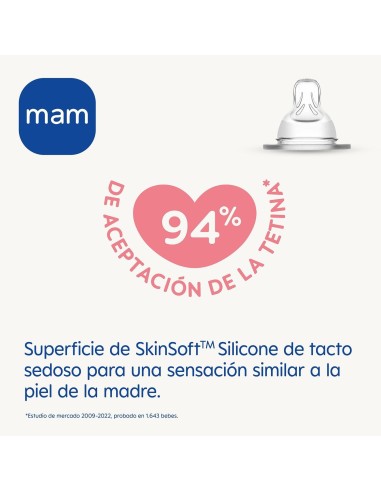 PACK  DE TETINAS SILICONA MAM Nº3 - Se adaptan a la boca de tu bebé