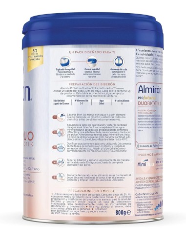 almiron-profutura-duobiotik-3-800g-4.jpg – Tabla nutricional posterior.