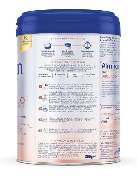 almiron-profutura-duobiotik-3-800g-4.jpg – Tabla nutricional posterior.