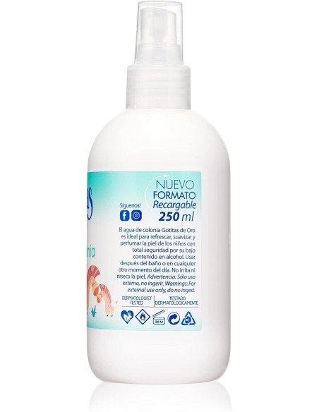 Colonia Gotitas de Oro. Vaporizador 250ml. Instituto Español