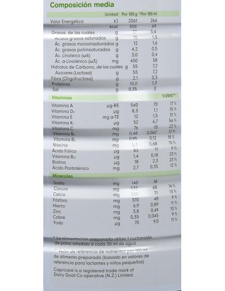 Oferta Capricare 3 Leche de crecimiento 800g. +12M. Capricare