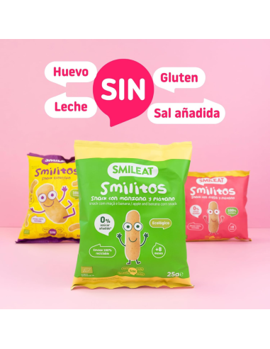 Smilitos sabor fresa y plátano eco |Smileat - Nappy.es