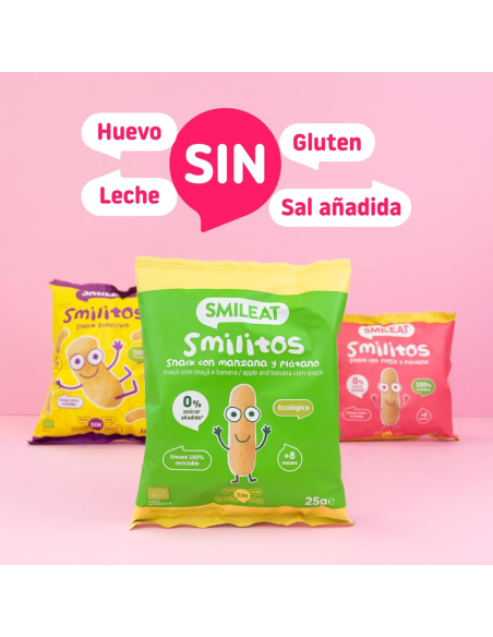 Smilitos sabor fresa y plátano eco |Smileat - Nappy.es