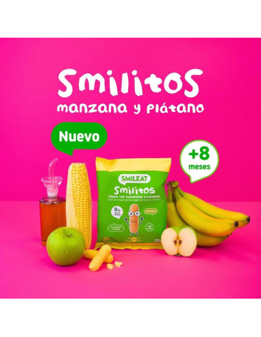 Smilitos sabor manzana y plátano 25gr eco | Smileat - Nappy.es