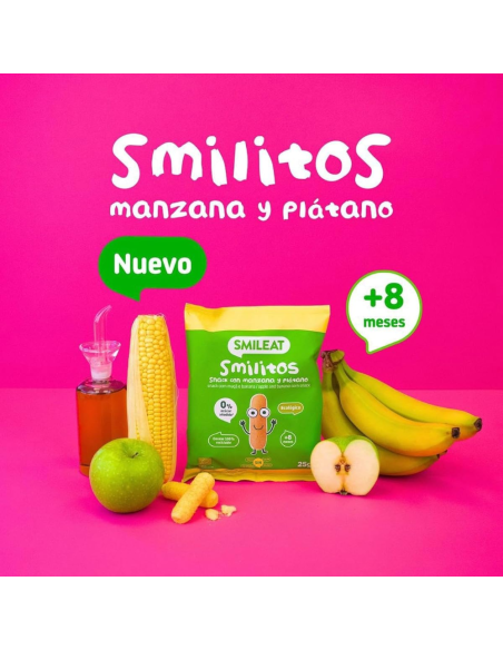 Smilitos sabor manzana y plátano 25gr eco | Smileat - Nappy.es