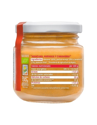 Oferta Potito manzana, naranja y zanahoria ecológica tarrito 130g. +6M