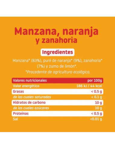 Oferta Potito manzana, naranja y zanahoria ecológica tarrito 130g. +6M