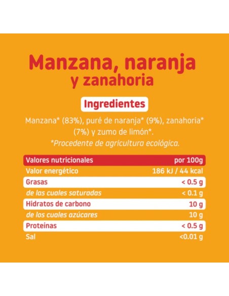 Oferta Potito manzana, naranja y zanahoria ecológica tarrito 130g. +6M