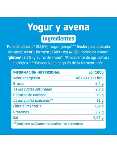 Pouch Yogur y Avena 100gr eco | Smileat - Nappy.es