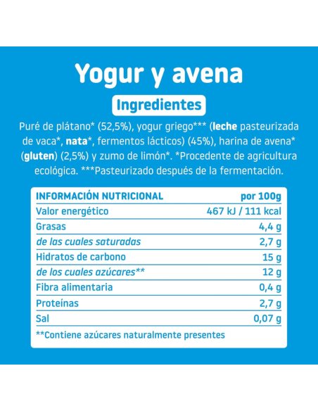 Pouch Yogur y Avena 100gr eco | Smileat - Nappy.es