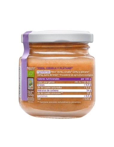 Oferta Potito pera, ciruela y plátano ecológico 130g. +6M Smileat