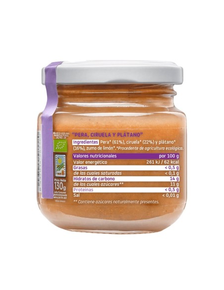 Oferta Potito pera, ciruela y plátano ecológico 130g. +6M Smileat