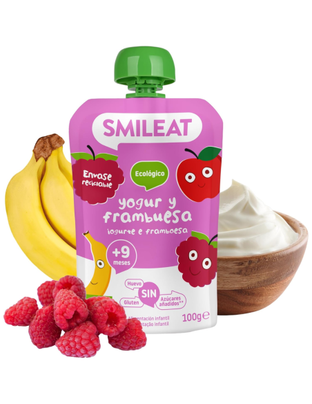 Pouch Yogur y Frambuesa 100gr eco Smileat