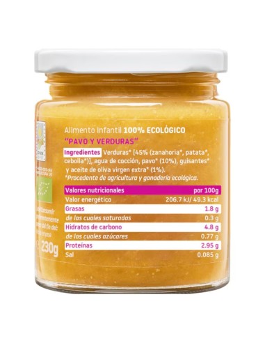 Oferta Potito pavo con verduras ecológico tarrito 230g. +6M Smileat