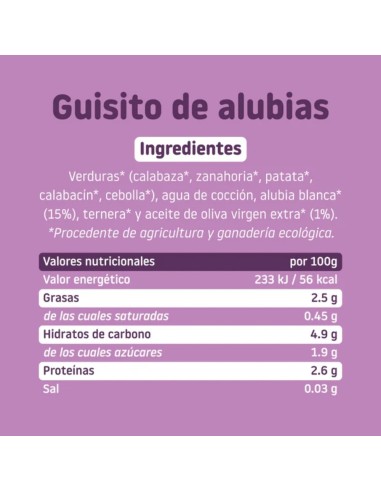 Oferta Potito guisito de alubias ecológico tarrito 230g. +6M Smileat